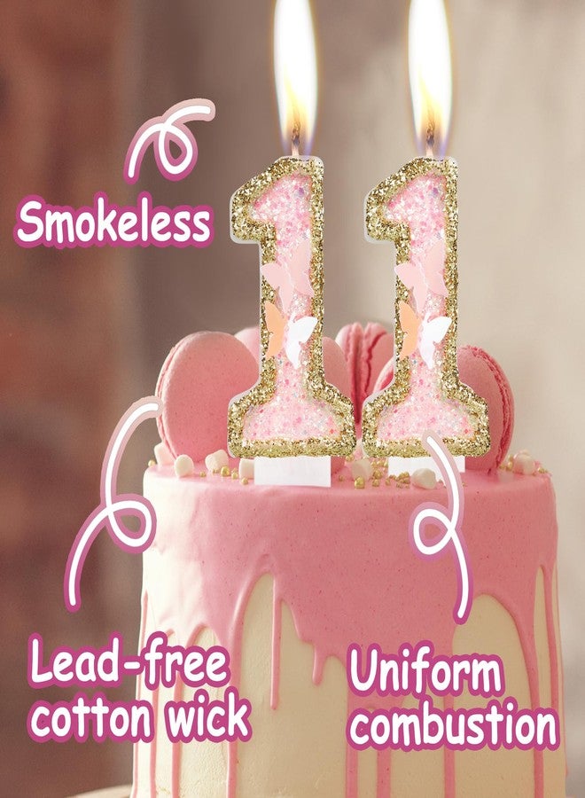 iNINGER Birthday Candle,Butterfly 1st Birthday Party Decorations for Women/Girl,Gold Pink Birthday Number 1 Candle,2.75" Large Glitter Birthday Candles Wedding Cake Topper Anniversary Party Decor - Image 5